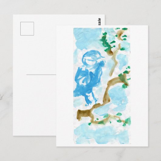 Blauwvogel van het briefkaart van geluk (Voorkant / Achterkant)