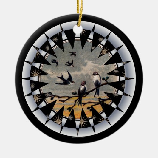 Blauwvogel van keramische geleidehanger keramisch ornament (Voorkant)