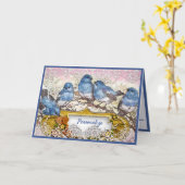 Blauwvogel voor gelukkige groeten Dank je Kaart (Gele Bloem)