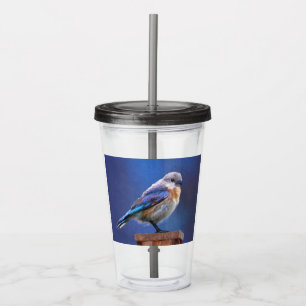 Blauwvogel (Vrouw) Schilderen - Oorspronkelijke vo Acryl Drinkbeker