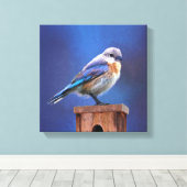 Blauwvogel (Vrouw) Schilderen - Oorspronkelijke vo Canvas Afdruk (Insitu (Houten vloer))