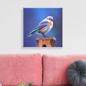 Blauwvogel (Vrouw) Schilderen - Oorspronkelijke vo Canvas Afdruk (Insitu (Woonkamer))