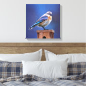 Blauwvogel (Vrouw) Schilderen - Oorspronkelijke vo Canvas Afdruk (Insitu (Slaapkamer))