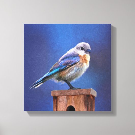 Blauwvogel (Vrouw) Schilderen - Oorspronkelijke vo Canvas Afdruk (Voorkant)