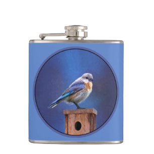 Blauwvogel (Vrouw) Schilderen - Oorspronkelijke vo Heupfles