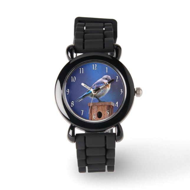 Blauwvogel (Vrouw) Schilderen - Oorspronkelijke vo Horloge (Voorkant)