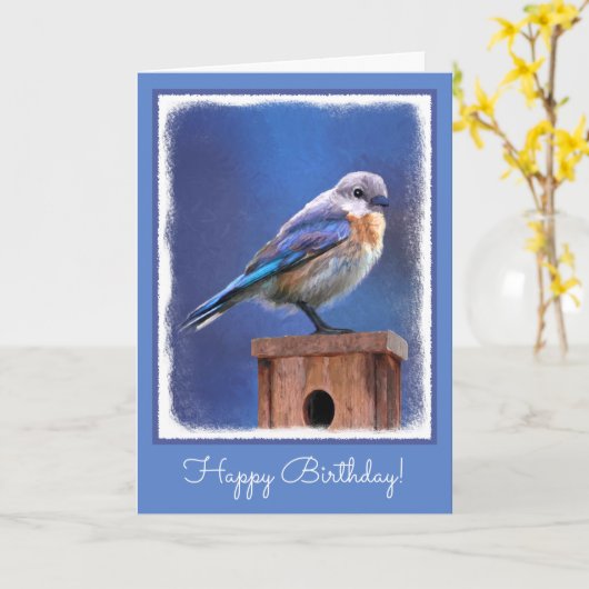 Blauwvogel (Vrouw) Schilderen - Oorspronkelijke vo Kaart (Gele Bloem)