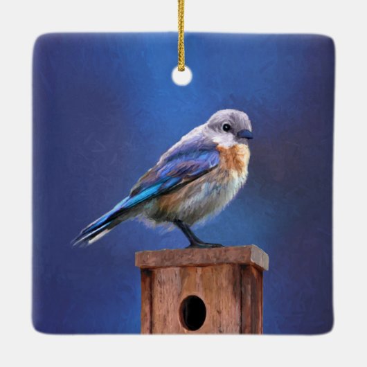 Blauwvogel (Vrouw) Schilderen - Oorspronkelijke vo Keramisch Ornament (Achterkant)