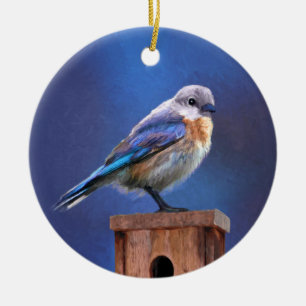 Blauwvogel (Vrouw) Schilderen - Oorspronkelijke vo Keramisch Ornament