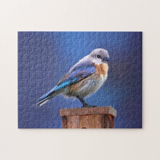 Blauwvogel (Vrouw) Schilderen - Oorspronkelijke vo Legpuzzel (Horizontaal)