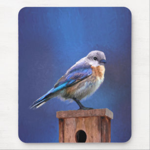 Blauwvogel (Vrouw) Schilderen - Oorspronkelijke vo Muismat