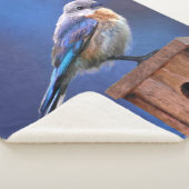 Blauwvogel (Vrouw) Schilderen - Oorspronkelijke vo Sherpa Deken (3/4)