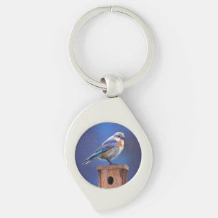 Blauwvogel (Vrouw) Schilderen - Oorspronkelijke vo Sleutelhanger