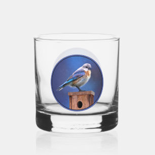 Blauwvogel (Vrouw) Schilderen - Oorspronkelijke vo Whisky Glas