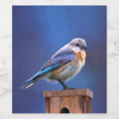 Blauwvogel (Vrouw) Schilderen - Oorspronkelijke vo Wijn Etiket (Enkel label)