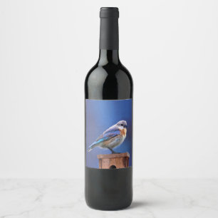 Blauwvogel (Vrouw) Schilderen - Oorspronkelijke vo Wijn Etiket