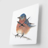 Blauwvogel Waterverf Fine Art Vierkante Klok (Hoek)