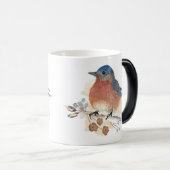 Blauwvogel Waterverf gekleurde potloodkunst Magische Mok (Voorkant rechts)