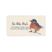 Blauwvogel Waterverf kunst Etiket (Voorkant)