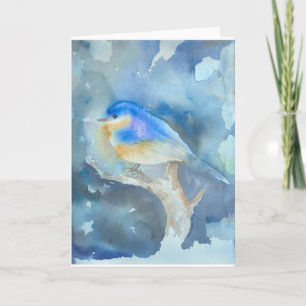 Blauwvogel Waterverf kunst Feestdagen Kaart