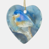 Blauwvogel Waterverf kunst Keramisch Ornament (Rechts)