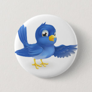 Blauwvogel wijst ronde button 5,7 cm
