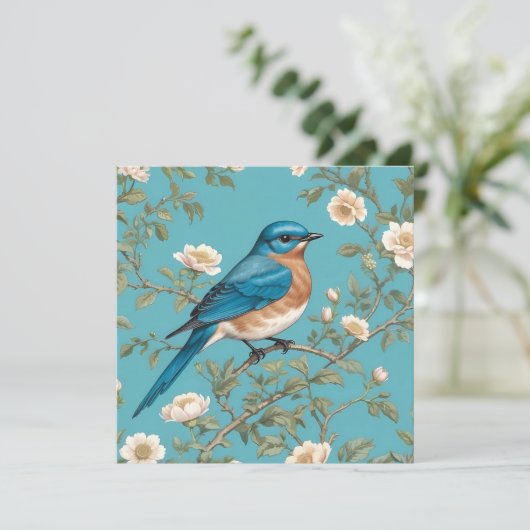 Blauwvogel William Morris geïnspireerd Turquois (Staand voorkant)