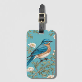 Blauwvogel William Morris geïnspireerd Turquois Bagagelabel