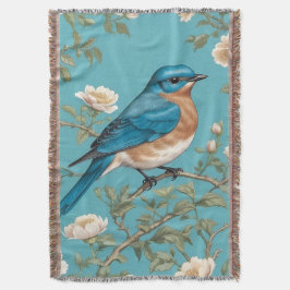Blauwvogel William Morris geïnspireerd Turquois Deken