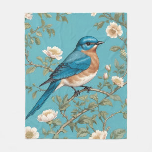 Blauwvogel William Morris geïnspireerd Turquois Fleece Deken