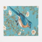 Blauwvogel William Morris geïnspireerd Turquois Fleece Deken (Voorkant (Horizontaal))