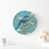 Blauwvogel William Morris geïnspireerd Turquois Grote Klok (Huis)