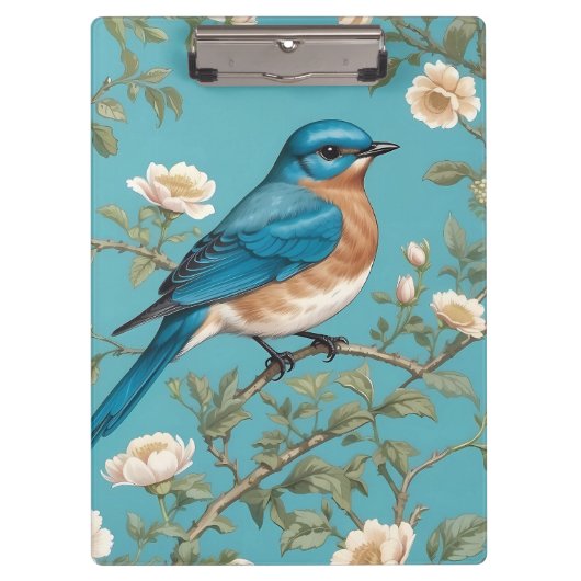 Blauwvogel William Morris geïnspireerd Turquois Klembord (Voorkant)