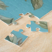 Blauwvogel William Morris geïnspireerd Turquois Legpuzzel (Zijkant)