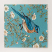 Blauwvogel William Morris geïnspireerd Turquois Legpuzzel (Horizontaal)