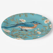 Blauwvogel William Morris geïnspireerd Turquois Papieren Bordje (Gekanteld)