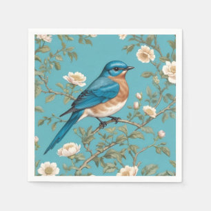 Blauwvogel William Morris geïnspireerd Turquois Servet