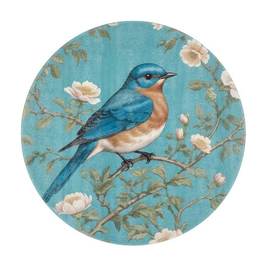 Blauwvogel William Morris geïnspireerd Turquois Snijplank (Voorkant)