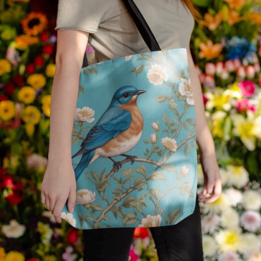 Blauwvogel William Morris geïnspireerd Turquois Tote Bag