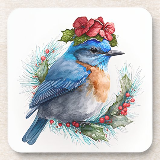 Blauwvogel WinterFeestdagen/kerstOnderzetters Bier Onderzetter (Voorkant)