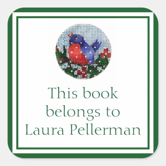 Blauwvogelboekje Vierkante Sticker (Voorkant)