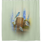 Blauwvogelfamilie Douchegordijn (Voorkant)