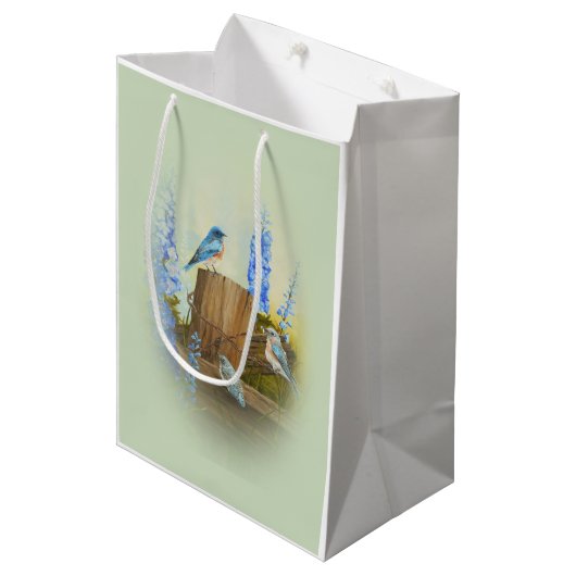 Blauwvogelfamilie Medium Cadeauzakje (Voorkant Gekanteld)