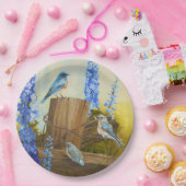 Blauwvogelfamilie Papieren Bordje (Feest)