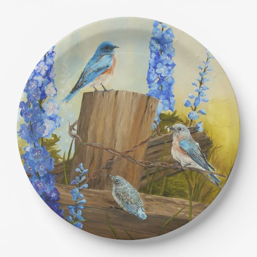 Blauwvogelfamilie Papieren Bordje (Voorkant)