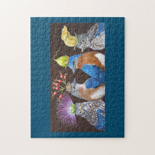 Blauwvogelfamilie-puzzel Legpuzzel (Verticaal)