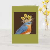 Blauwvogelkaart voor mannen en vrouwen kaart (Gele Bloem)