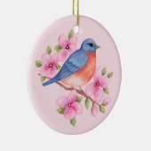 Blauwvogelkerstversiering Keramisch Ornament (Rechts)