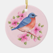 Blauwvogelkerstversiering Keramisch Ornament (Voorkant)