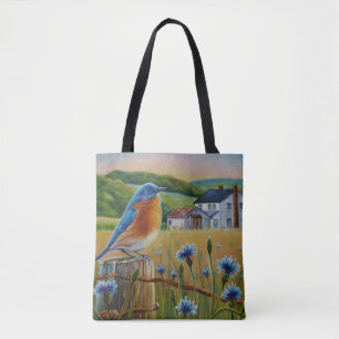 Blauwvogelkornbloemen Waterverf Boerderij Tote Bag